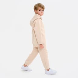 Худи детское с начёсом MINAKU: Basic Line KIDS, бежевое, рост 110 см