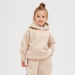 Худи детское с начёсом MINAKU: Basic Line KIDS, бежевое, рост 110 см