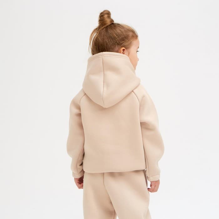 Худи детское с начёсом MINAKU: Basic Line KIDS, бежевое, рост 110 см