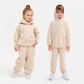 Худи детское с начёсом MINAKU: Basic Line KIDS, бежевое, рост 116 см