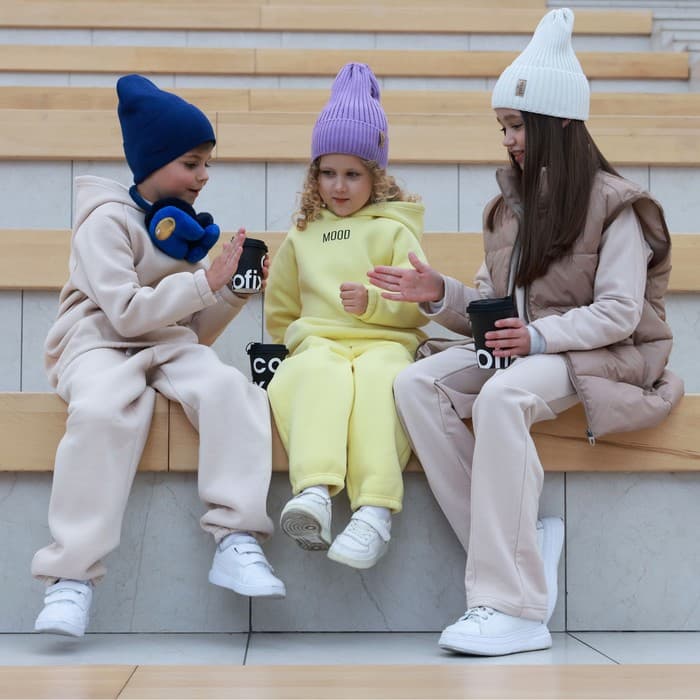 Худи детское MINAKU: Basic Line KIDS, бежевое, рост 116 см