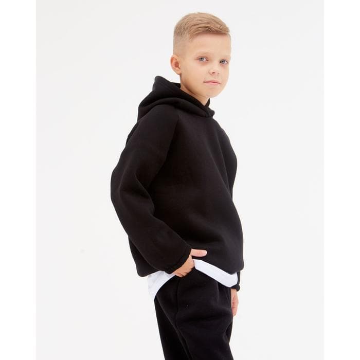 Худи детское MINAKU: Basic Line KIDS, чёрное, рост 110 см