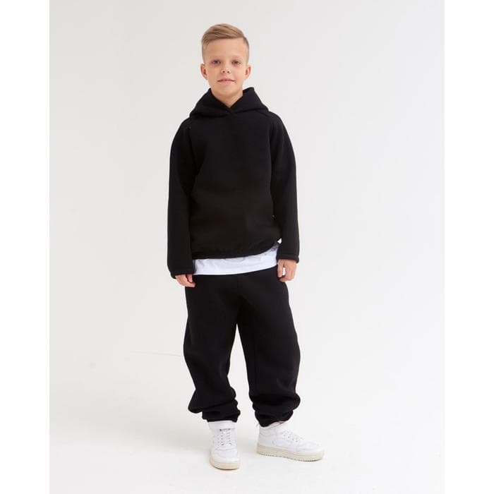 Худи детское MINAKU: Basic Line KIDS, чёрное, рост 122 см