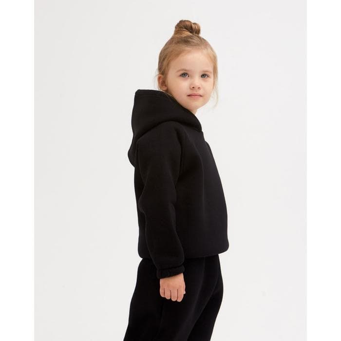 Худи детское MINAKU: Basic Line KIDS, чёрное, рост 128 см