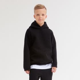 Худи детское MINAKU: Basic Line KIDS, чёрное, рост 128 см