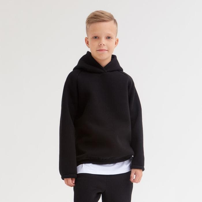 Худи детское MINAKU: Basic Line KIDS, чёрное, рост 128 см