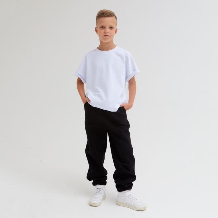 Брюки детские с начёсом MINAKU: Basic Line KIDS, чёрные, рост 116 см