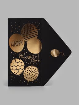 Конверт для денег Happy birthday, на черном крафте, тиснение, 16.5×8 см