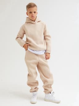 Брюки детские с начёсом MINAKU: Basic Line KIDS, бежевые, рост 104 см