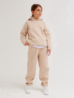 Брюки детские с начёсом MINAKU: Basic Line KIDS, бежевые, рост 104 см