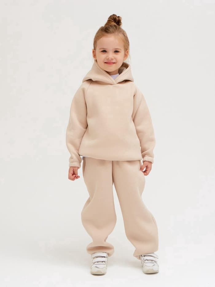 Брюки детские с начёсом MINAKU: Basic Line KIDS, бежевые, рост 104 см