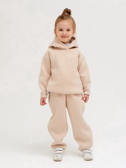 Брюки детские с начёсом MINAKU: Basic Line KIDS, бежевые, рост 104 см