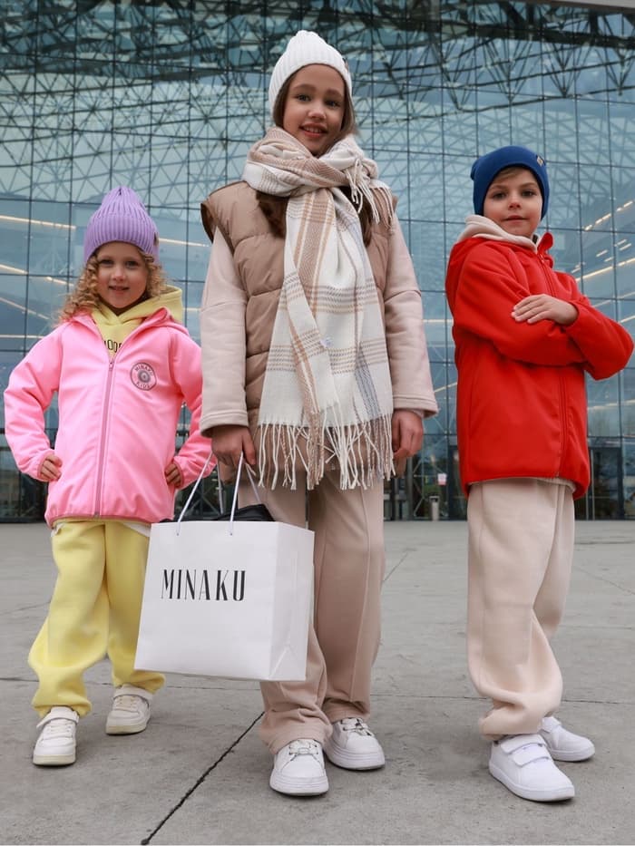 Брюки детские с начёсом MINAKU: Basic Line KIDS, бежевые, рост 104 см