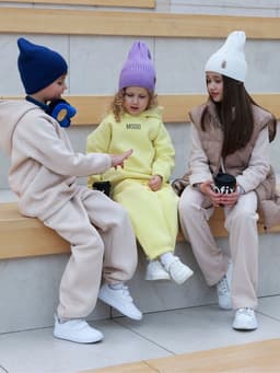 Брюки детские с начёсом MINAKU: Basic Line KIDS, бежевые, рост 104 см