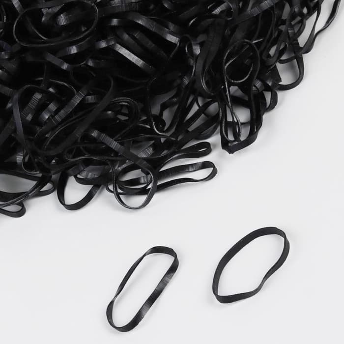 Силиконовые резинки для волос, набор - 680 (± 30) шт., d=2 см, 50 г, чёрная