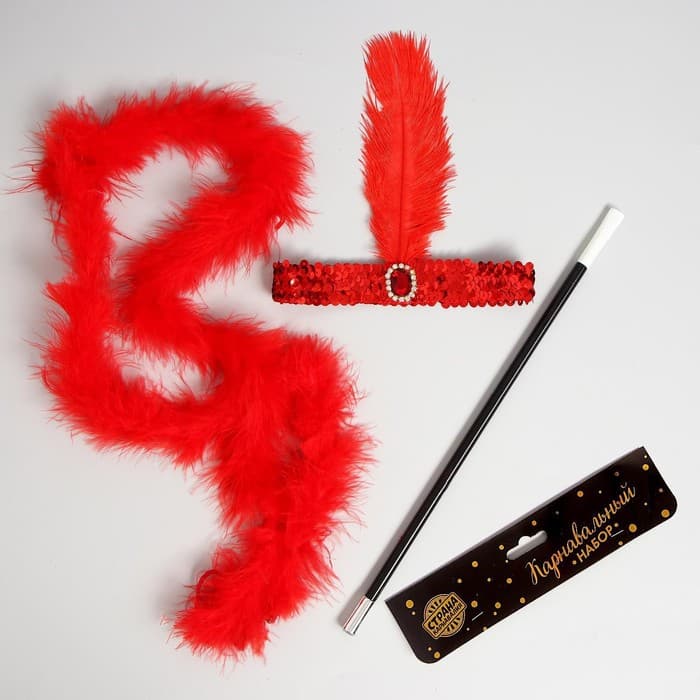 Карнавальный набор «Огненная красотка», повязка на голову, боа, мундштук