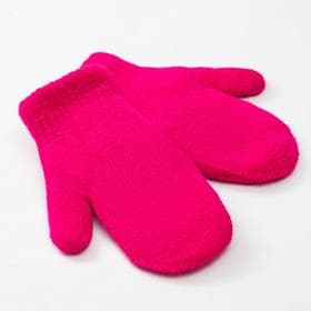 Варежки детские двухслойные MINAKU «Однотонные», ярко-розовые, размер 15 (6-8 лет)