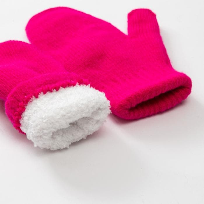 Варежки детские двухслойные MINAKU «Однотонные», ярко-розовые, размер 15 (6-8 лет)