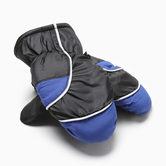 Варежки зимние детские MINAKU, чёрные, голубые, размер 15