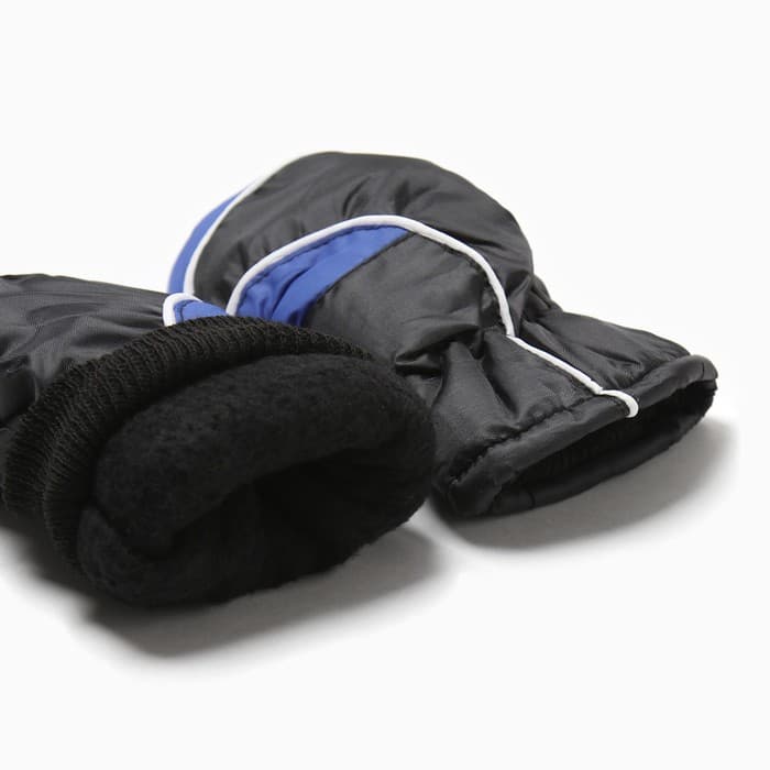 Варежки зимние детские MINAKU, чёрные, голубые, размер 15