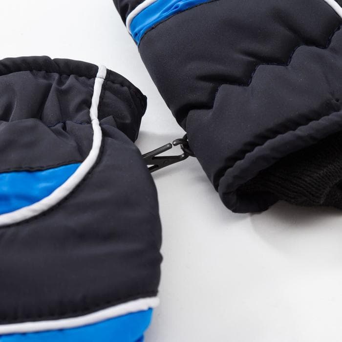 Варежки зимние детские MINAKU, чёрные, голубые, размер 15