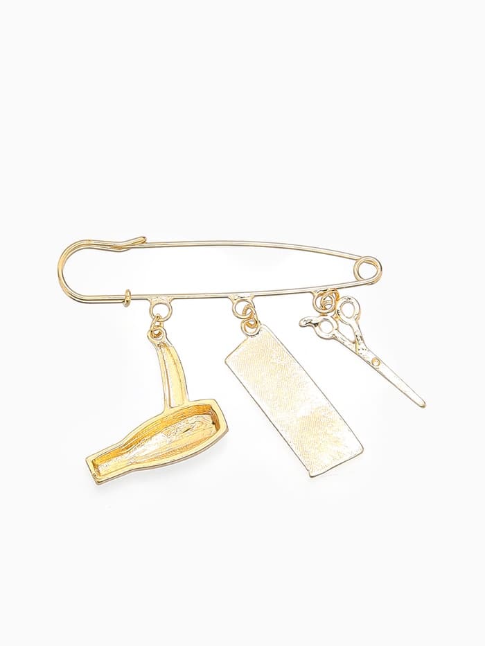 Булавка с подвесками «Парикмахер», 5.5 см, цвет розовое золото