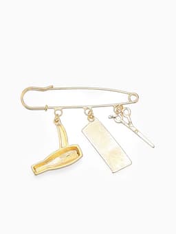 Булавка с подвесками «Парикмахер», 5.5 см, цвет розовое золото