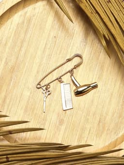 Булавка с подвесками «Парикмахер», 5.5 см, цвет розовое золото