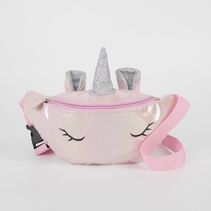 Сумка детская для девочки поясная Magic unicorn, на молнии, розовая