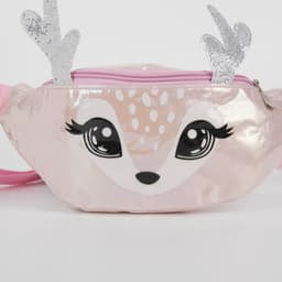Сумка детская для девочки поясная «Оленёнок», на молнии, розовая
