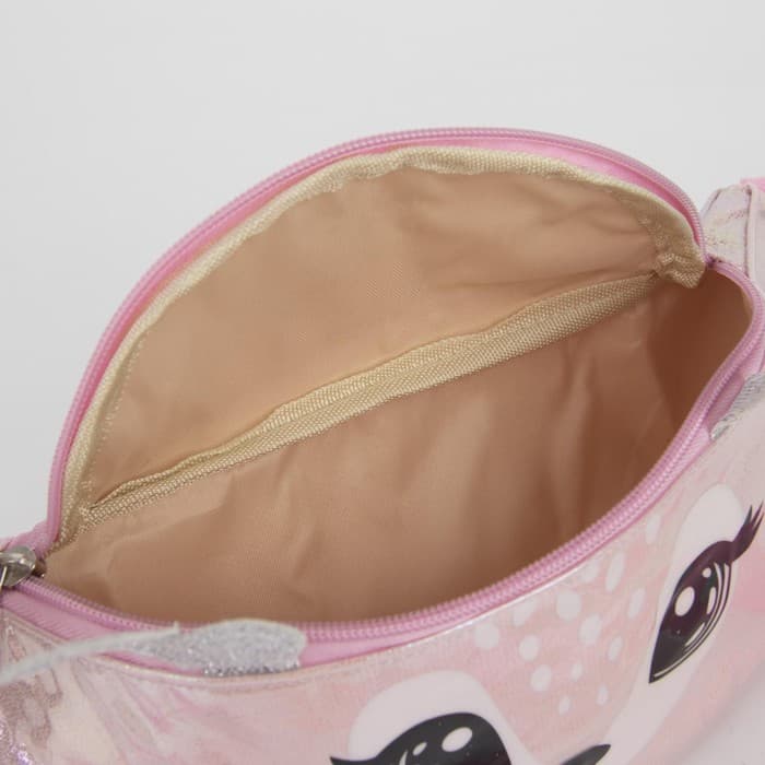 Сумка детская для девочки поясная «Оленёнок», на молнии, розовая