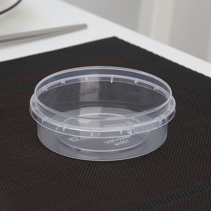 Соусник одноразовый «Круглый», 125 мл, пластик, d=9.3 см, с контрольным замком, прозрачный