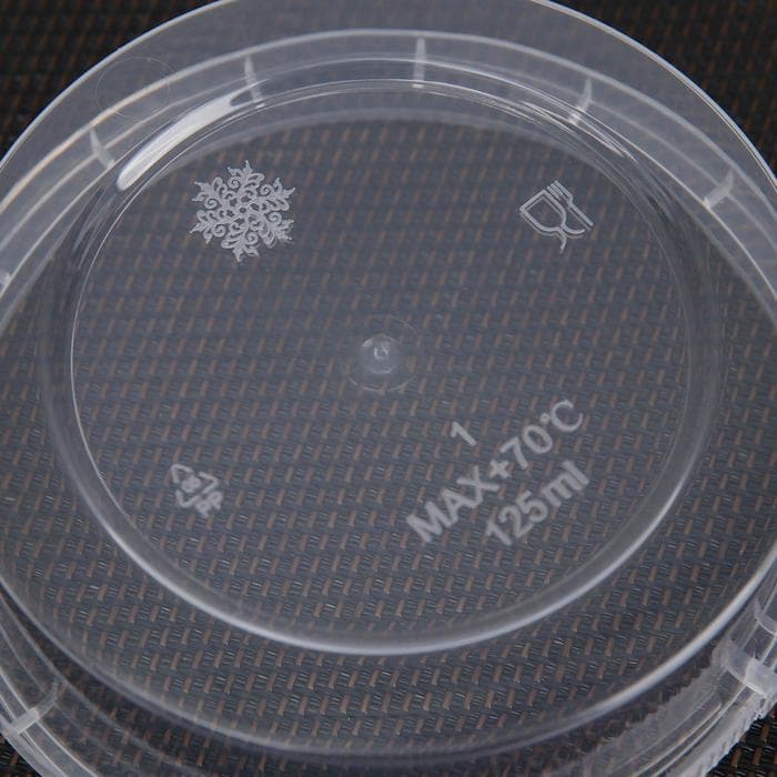 Соусник одноразовый «Круглый», 125 мл, пластик, d=9.3 см, с контрольным замком, прозрачный
