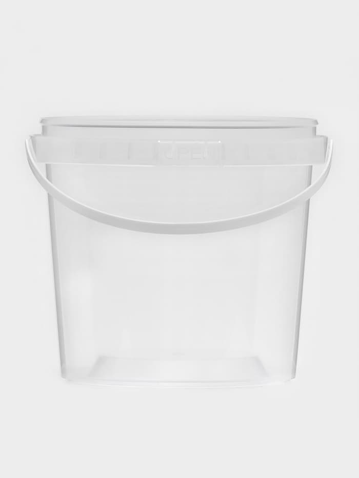 Ведро с ручкой одноразовое, пластик, 1 л, пищевое, прозрачное