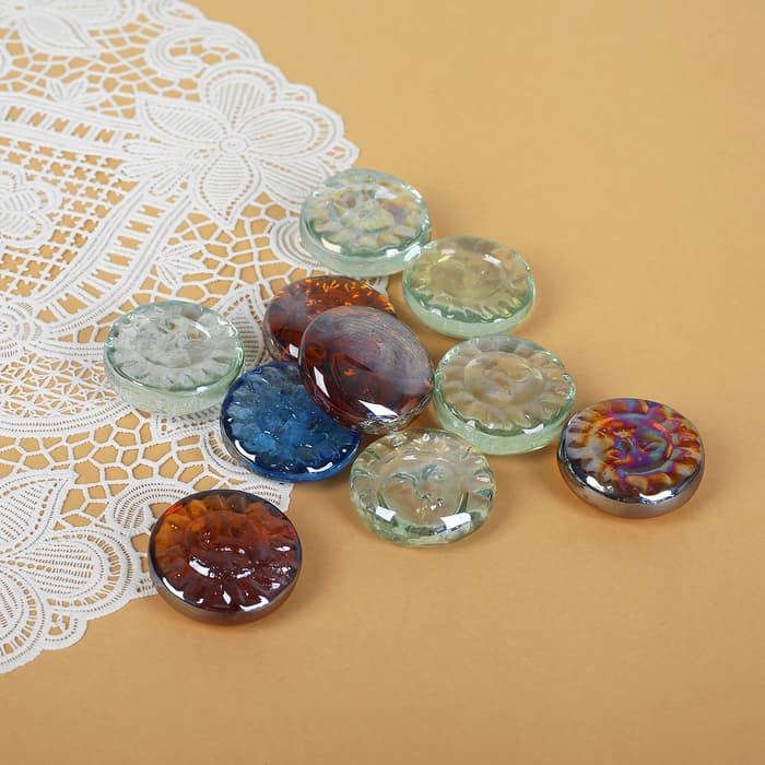 Декор стекло «Солнышко», 250 г, 10 шт., d=3 см, МИКС