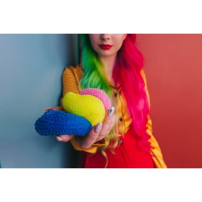 Губки для посуды Доляна «Бублик», 3 шт., пластик, 7×7×2.5 см, МИКС