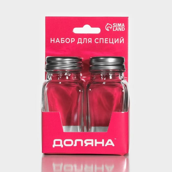 Набор для специй Доляна «Стандарт», 2 предмета: солонка, перечница 100 мл, стекло