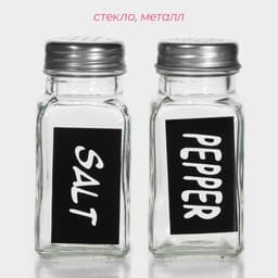 Набор для специй Доляна «Стиль», 2 предмета: солонка 50 мл, перечница 50 мл, h=7 см, стекло