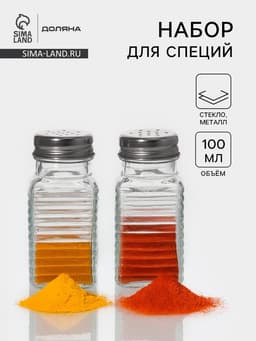 Набор для специй Доляна «Кафе», 2 предмета: солонка, перечница 100 мл, стекло