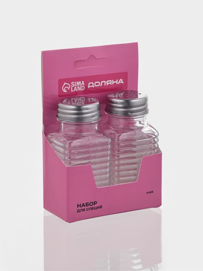 Набор для специй Доляна «Кафе», 2 предмета: солонка, перечница 100 мл, стекло