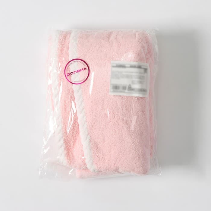 Чалма для сушки волос Доляна, микрофибра, с пуговкой, розовая