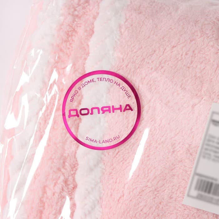 Чалма для сушки волос Доляна, микрофибра, с пуговкой, розовая