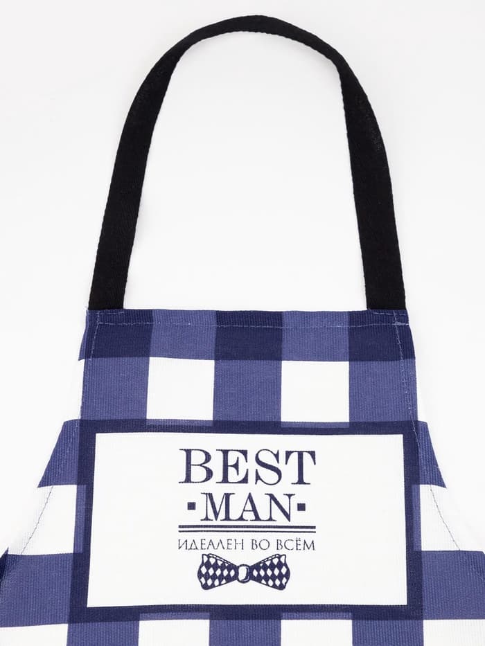 Фартук кухонный мужской «Доляна» Best man, в клетку, 70×60 см, хлопок 100%, рогожка 160 г/м², синий