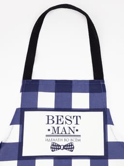Фартук кухонный мужской «Доляна» Best man, в клетку, 70×60 см, хлопок 100%, рогожка 160 г/м², синий