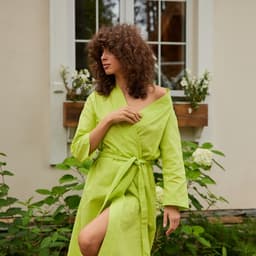 Халат вафельный женский удлинённый Экономь и Я размер 54-56, цвет салатовый, 100% хлопок, 200г/м2