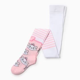 Колготки детские «Мари», Коты аристократы, рост 92-98 см, белые, розовые