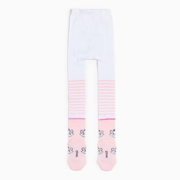 Колготки детские «Мари», Коты аристократы, рост 92-98 см, белые, розовые