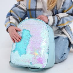 Рюкзак детский для девочки с пайетками «Звёздочка», отдел на молнии, голубой