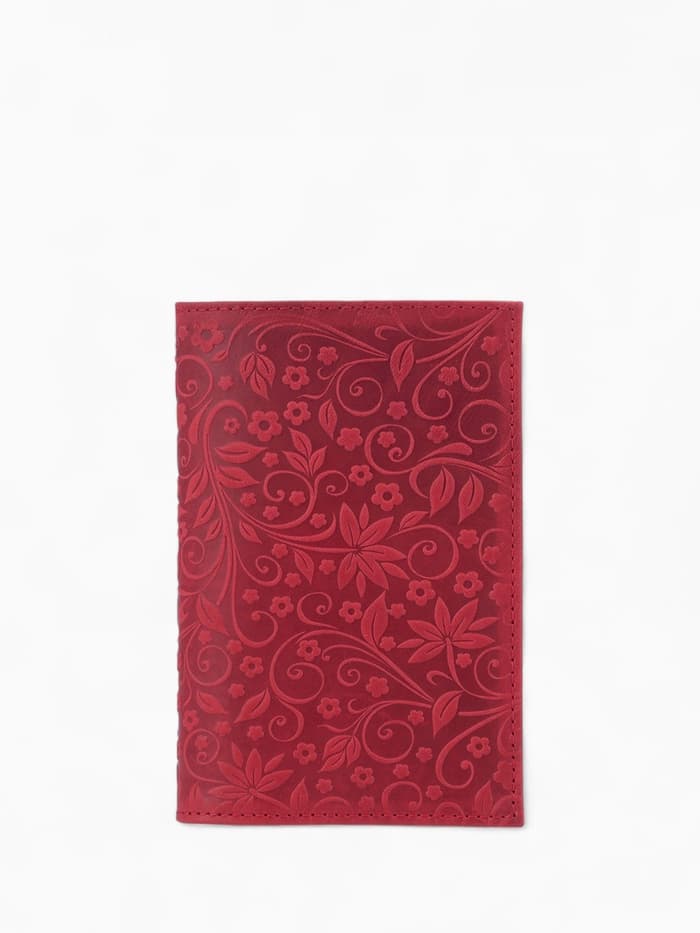 Обложка для паспорта «Орнамент», с тиснением, красная