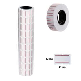 Ценники самоклеящиеся для этикет-пистолета, 12×21 мм, в 1 рулончике 300 штук, набор из 10 рулончиков, белые с красными полосками